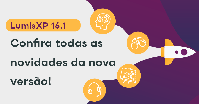 Fogue sendo lançado representando o futuro, tecnologia e lançamento de algo. Texto: LumisXP 16.1: Confira todas as novidades da nova versão.